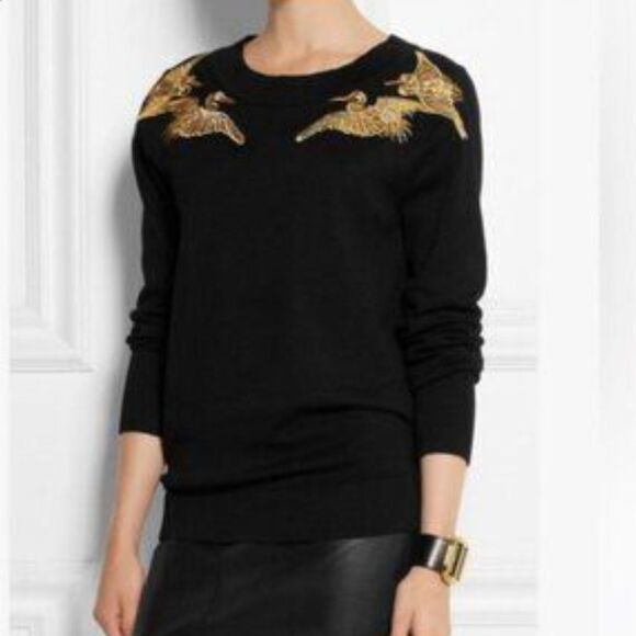 Altuzarra for Target Crane Sweater in Black Size Small Knit Gold Embroidery - Picture 1 of 5
